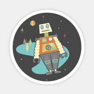 Vintage Inspired Robots in Space Magnet